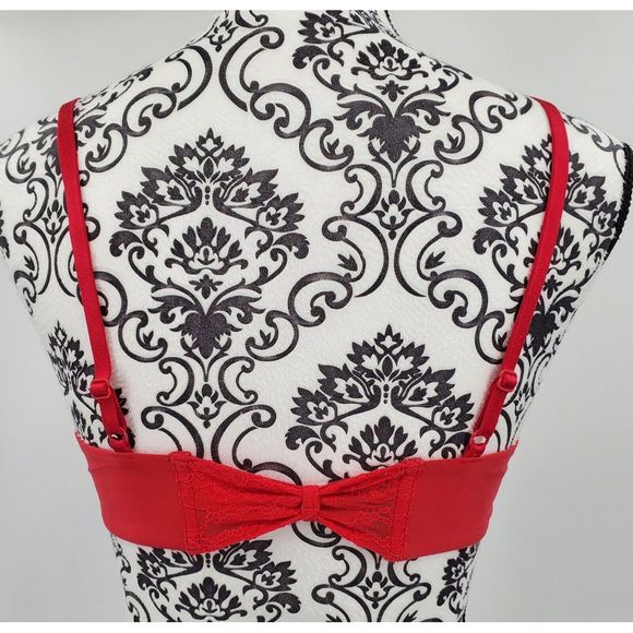 Victoria’s Secret Demi Underwire Front Closure Lace Bow Back Size 34B Red Cute - Picture 2 of 7